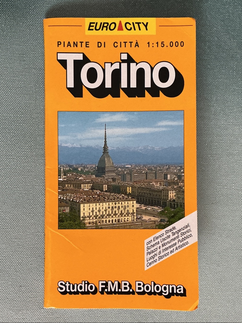 Euro City Map of Torino Italy Vintage 1997